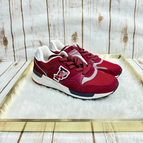 Rare Polo Ralph Lauren Trackster 100 P-Wing Red Sneakers New - Picture 4 of 11